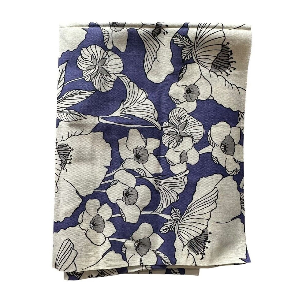 HGTV Home Poppy Power Cotton Canvas Fabric White  & Purple 54.5 X 40”
